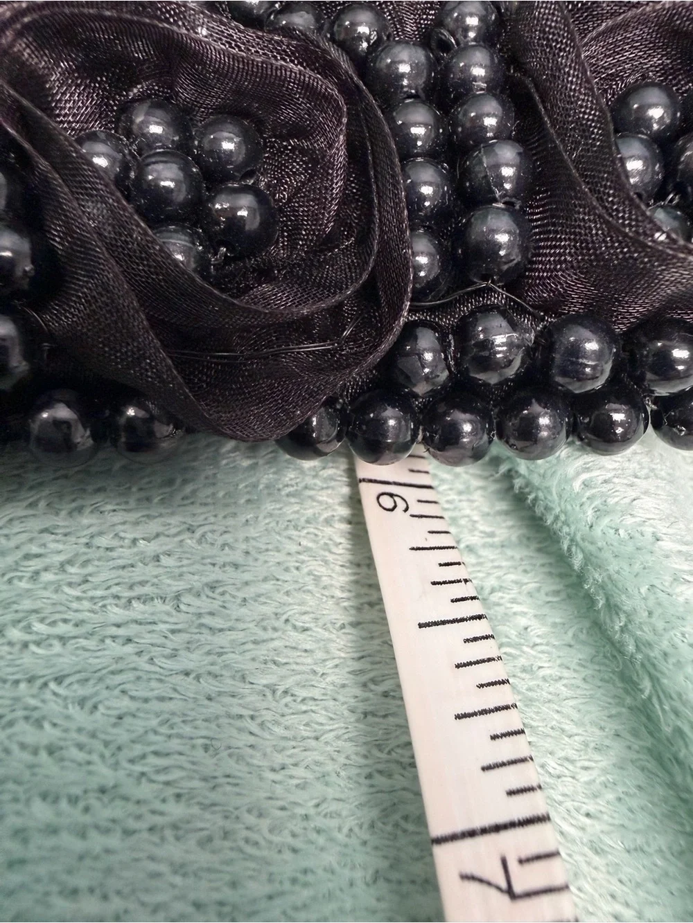 Black Beaded Floral Evening Bag with Chain Strap